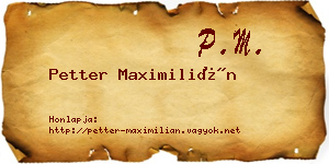 Petter Maximilián névjegykártya